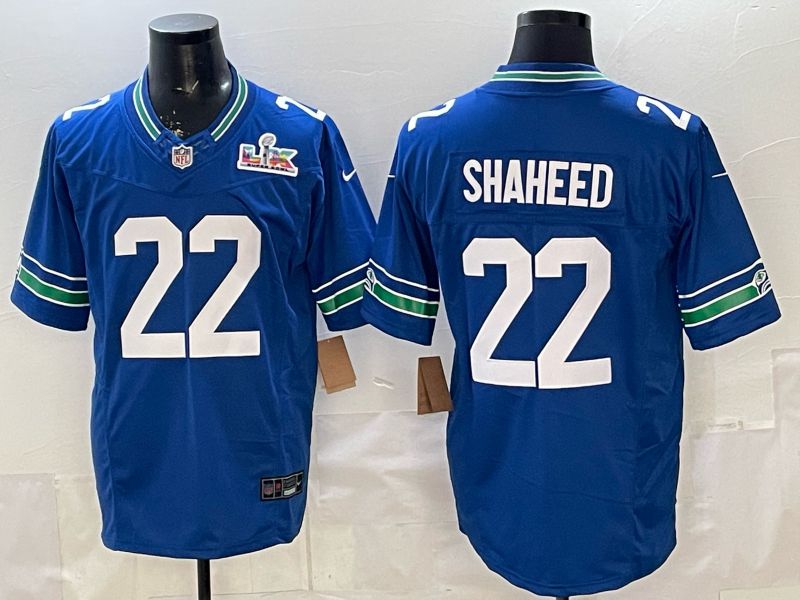 Men 2026 Seattle Seahawks #22 Shaheed Blue 3th generations Throwback Nike Limited NFL Jersey 04